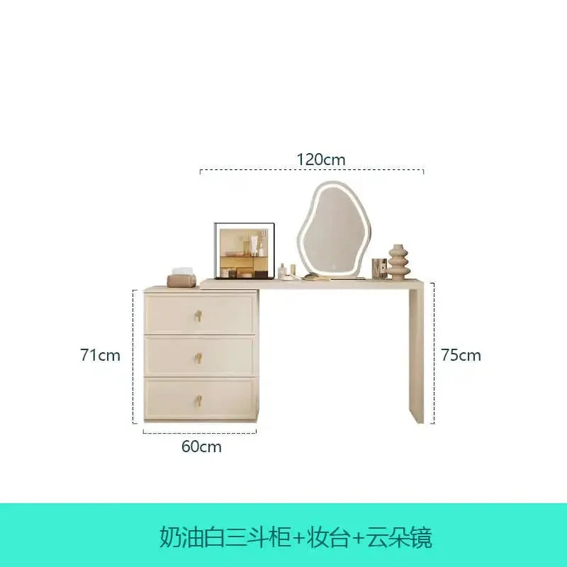 Pink Bedroom Dresser with Makeup Organizer, Comfortable Bedside Cabinet with Drawer for Clothes, Stylish Mirror Stand Furniture