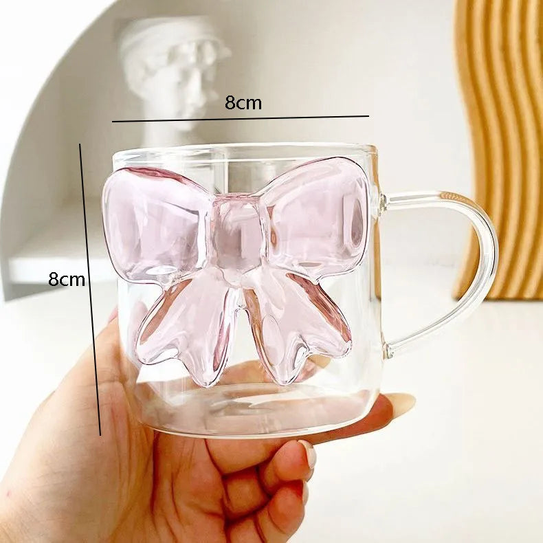 Pink Bow Series High Glass Cup, Butterfly Candlestick Romantic Champagne Wine