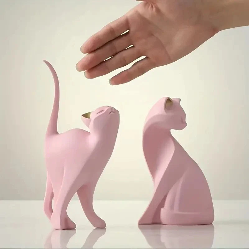 Resin Couples Cat Statues for Home Decorations Animal Figurine Home Decor Sculpture