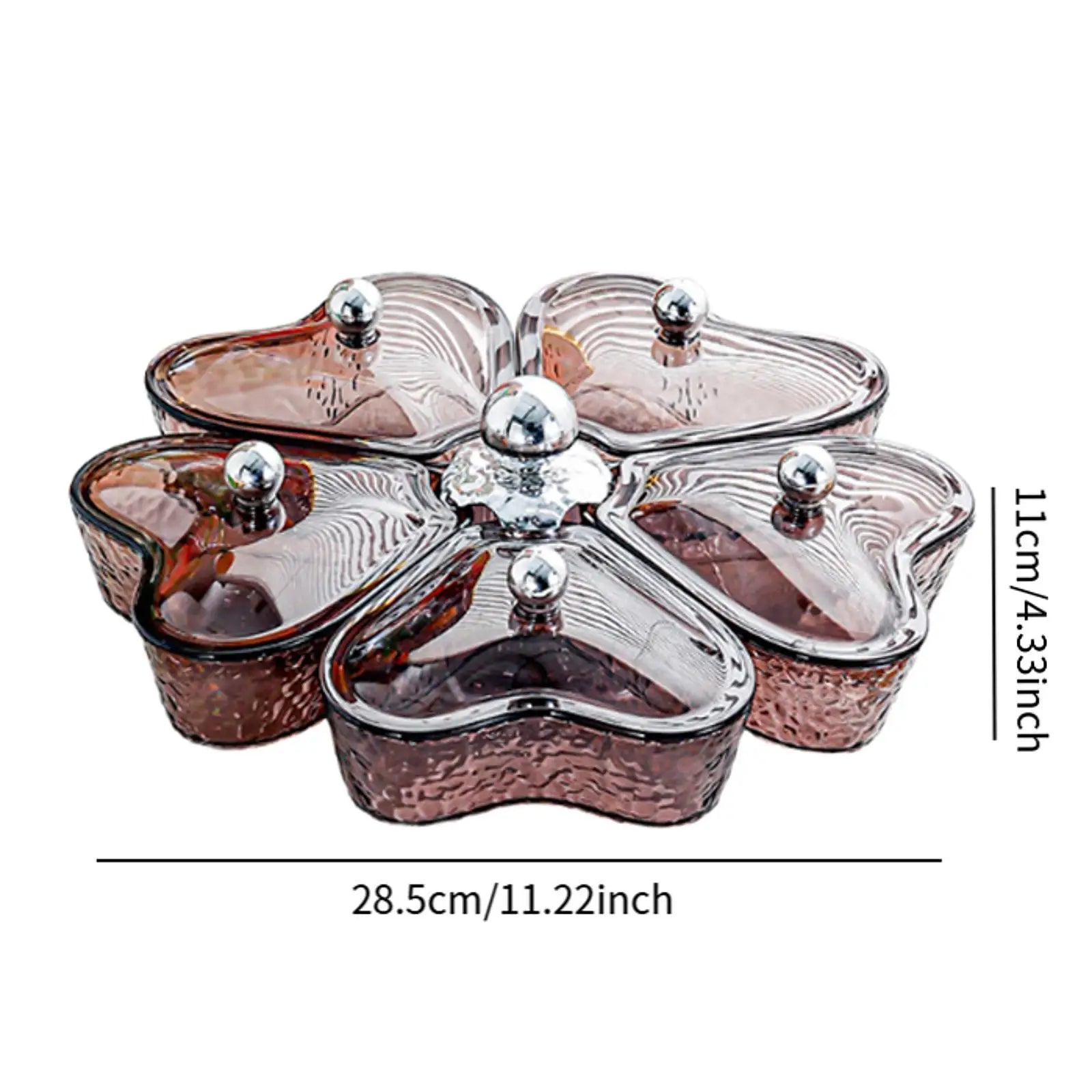 Divided Serving Tray Fruit Plate Organizer Nut Candy Veggie Tray Rotating Snack Platter for Candy Nuts Sweets Fruit Tea Party