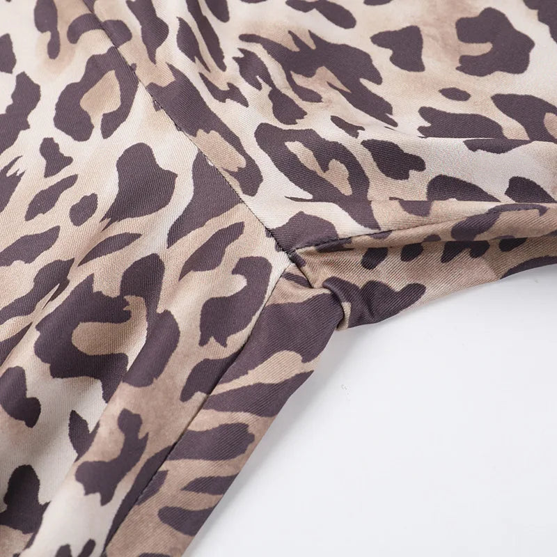 Leopard Print Cropped Pants Women Elastic Waist Buttoms Classic Skinny Basic Streetwear