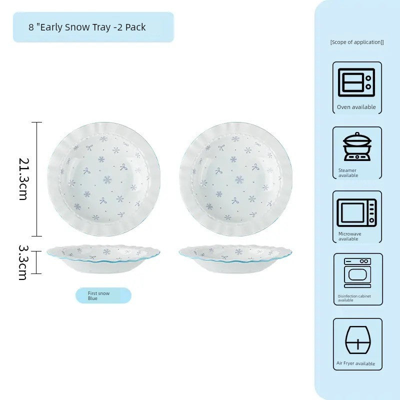 Ceramic Underglaze Color Bowl and Dish Tableware for One Person Bowl Spoon Bowl and Chopsticks