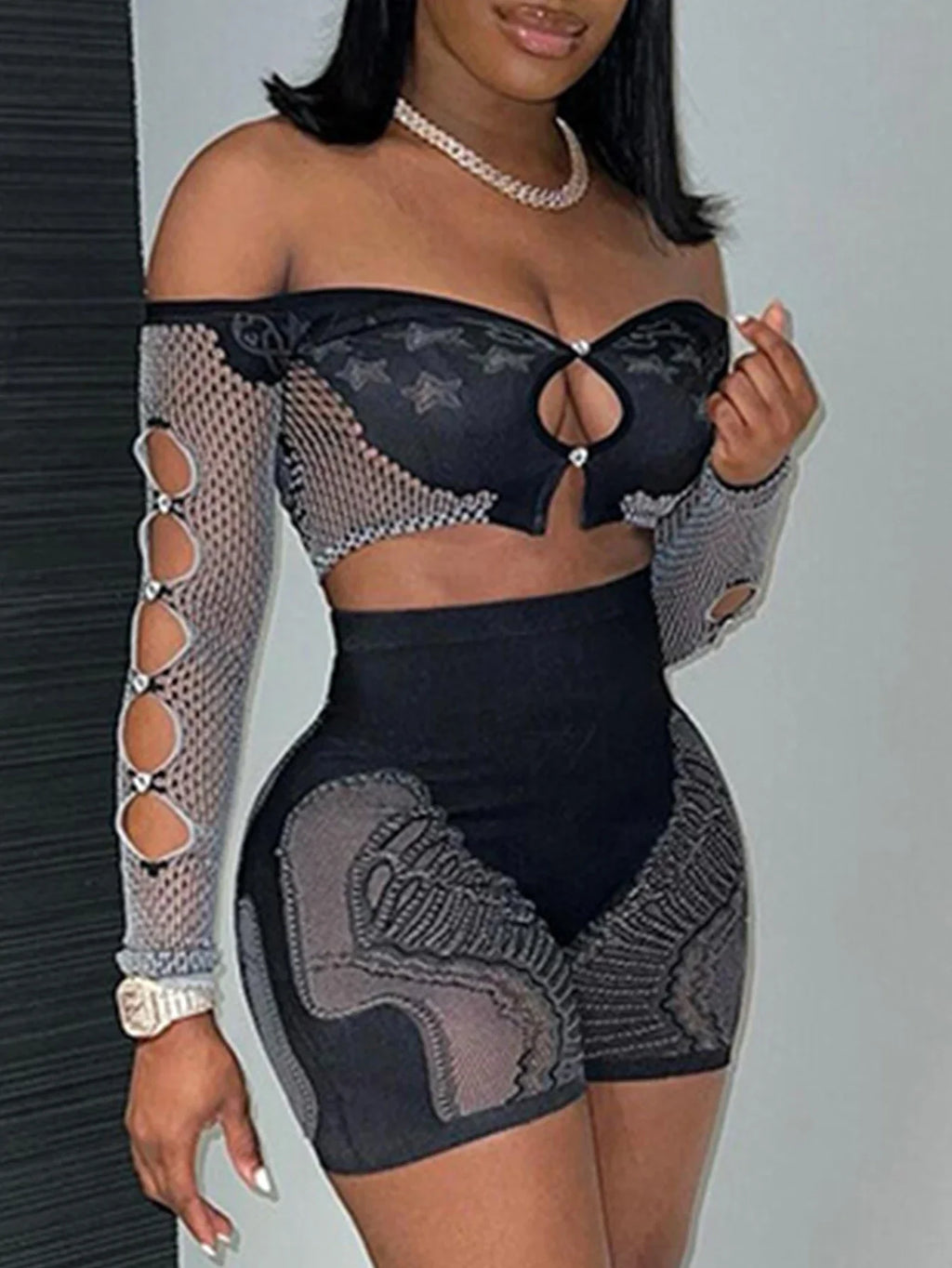 Sexy See Through Rhinestone Jumpsuit Women Pants Summer Bodycon Romper Jumpsuit Woman Long Sleeve