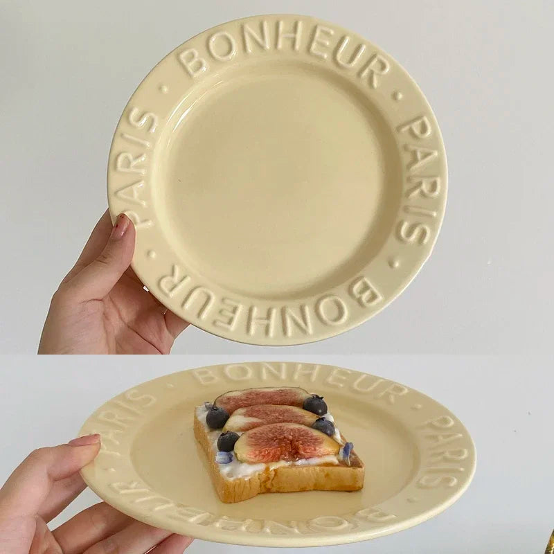 Ceramic Dessert Plate with Letter, Fruit Salad Plates, Afternoon Tea Cake Dishes