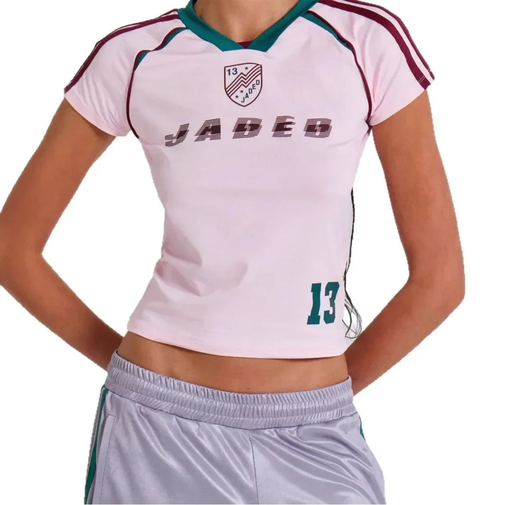 Woman Clothing Shorts Suit America Sports Style Fashion Slim Retro Summer Letter Print Short-sleeved Top Y2k