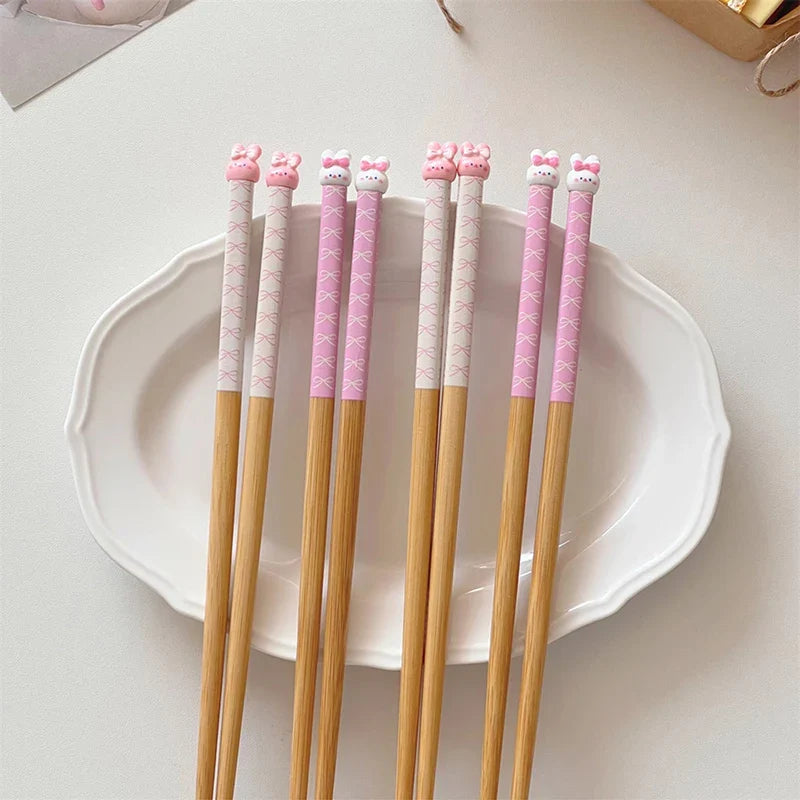 Kawaii Cute Bunny Wooden Style Chopsticks
