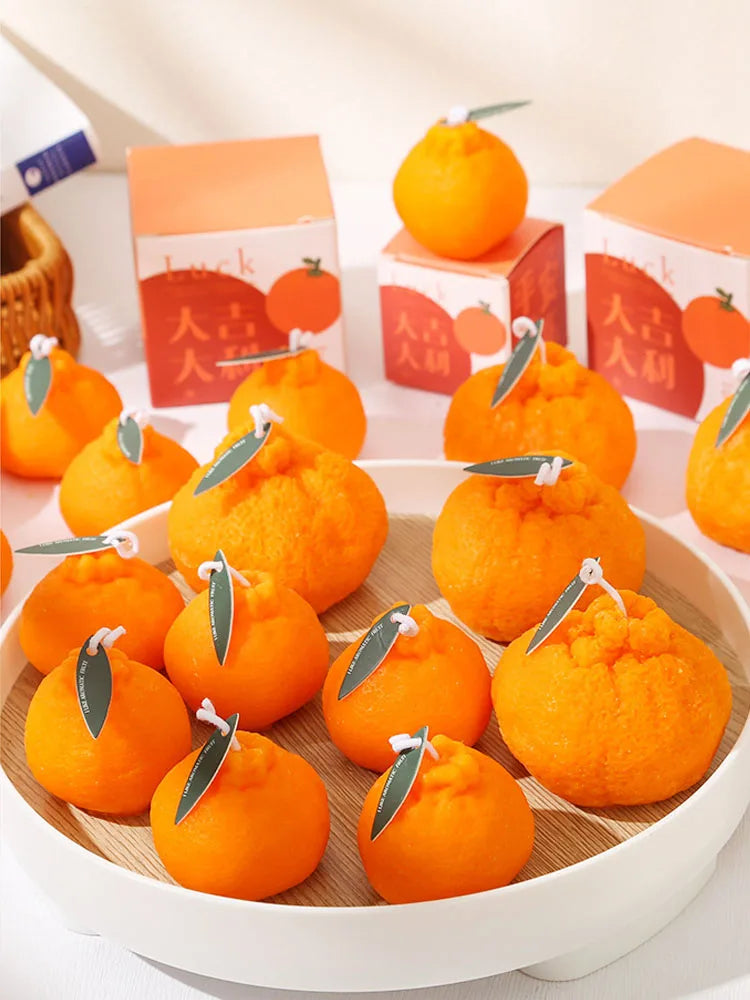 Orange Aromatherapy Candle Soy Wax Creative Gift Shooting Props Scene Decoration Ornament
