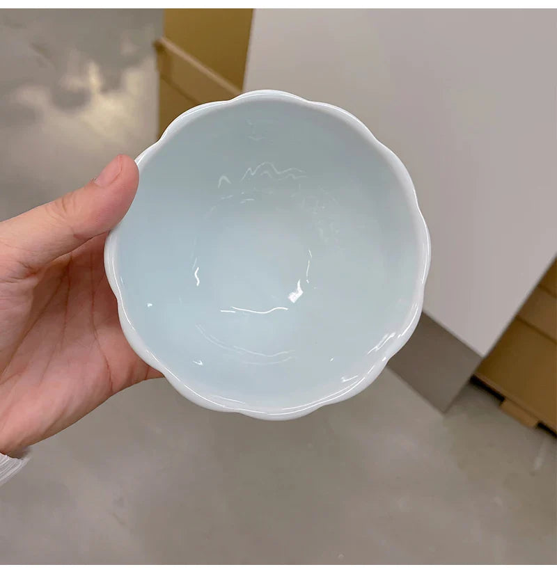 French Style Ceramic Plate Gradient Floral Shape Porcelain Dinnerware