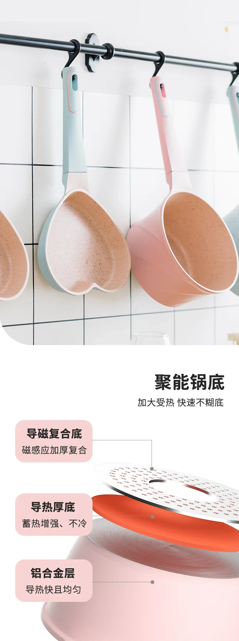 Mini Side Non-stick Cookware, Pink Love Egg Frying Pan for Kitchen, Mini Cooking Pot for Home Use, Cute and Efficient