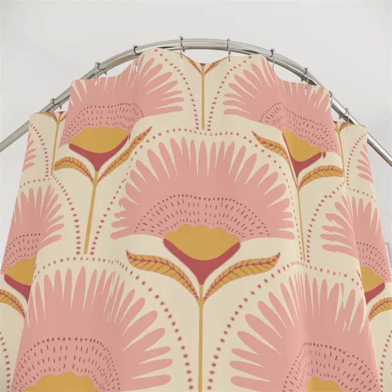 Vintage Pink Art Floral Pattern Shower Curtain