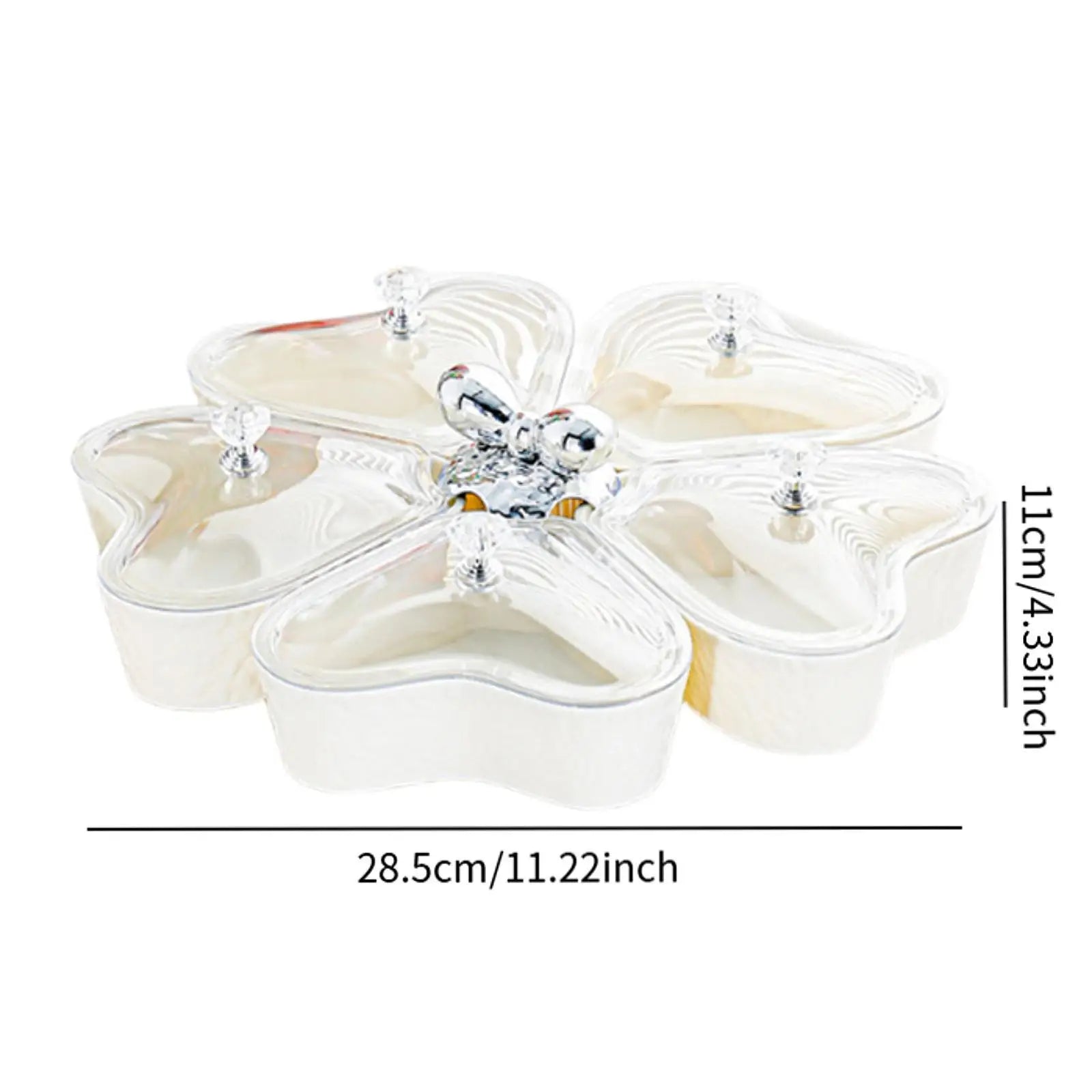 Divided Serving Tray Fruit Plate Organizer Nut Candy Veggie Tray Rotating Snack Platter for Candy Nuts Sweets Fruit Tea Party