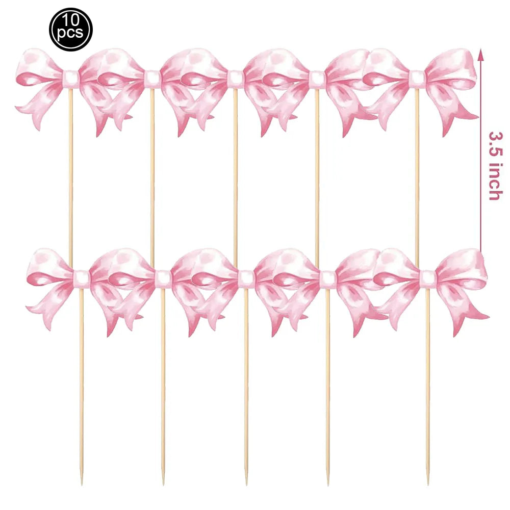 Pink Bow Paper Baking Cups Cupcake Wrappers Bow Cupcake Toppers