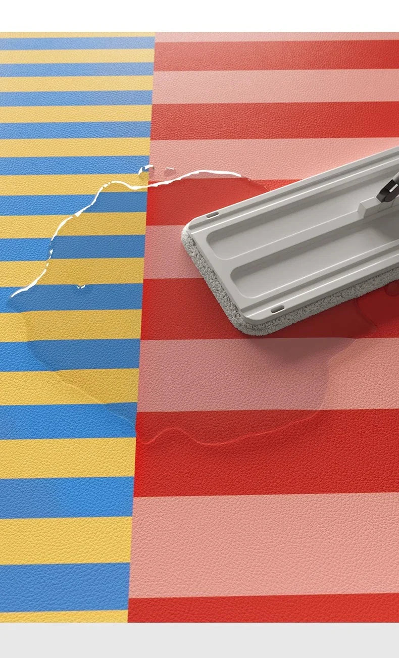 Kitchen Carpet PVC Waterproof and Oil-proof Carpet Easy To Clean Cushioning Rugs Artistic Striped Decorative Carpet Mats