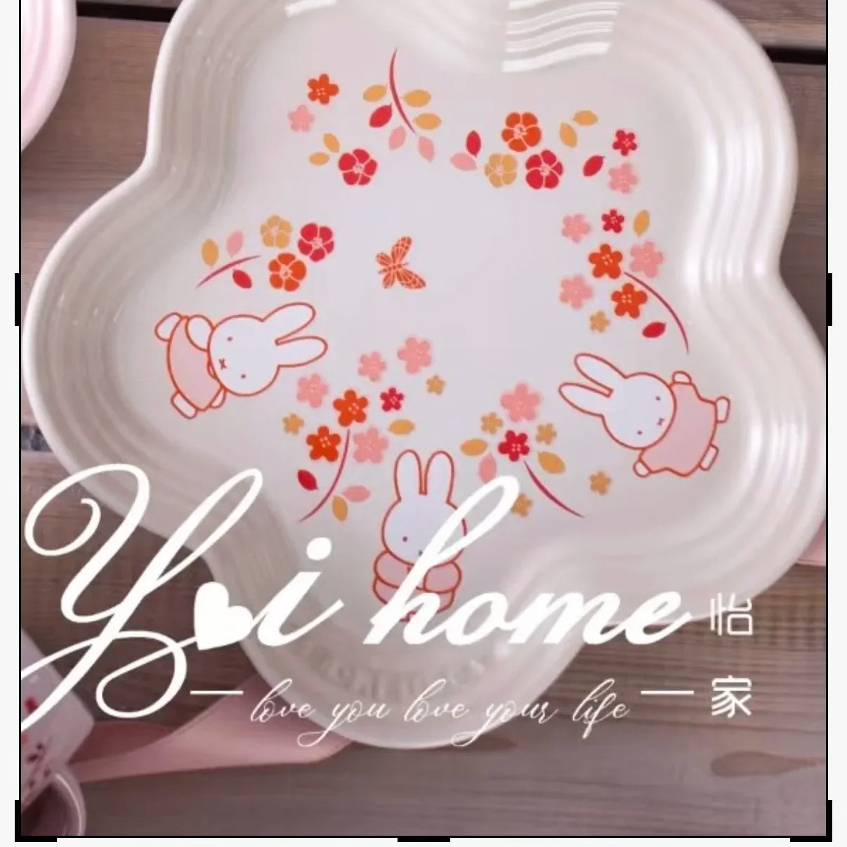 French Flower Shaped Small Plate Colored Ceramic