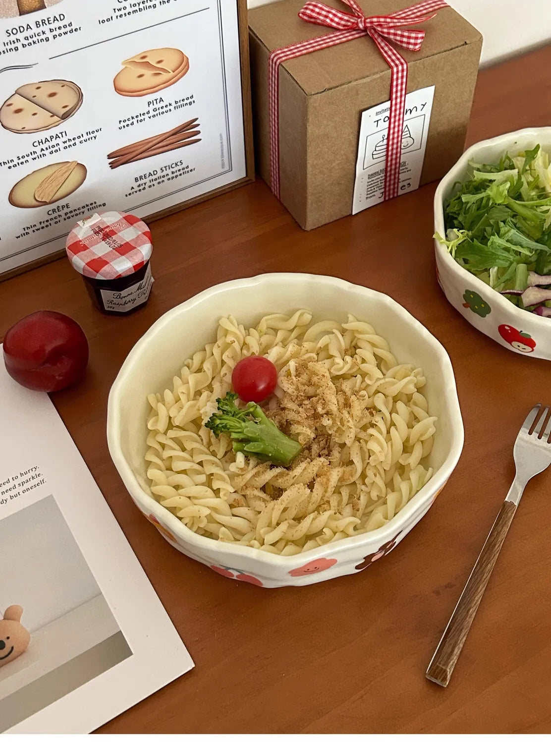 Cute Little Design Matte Hand Pressed Ceramic Deep Plate Cartoon Bowl