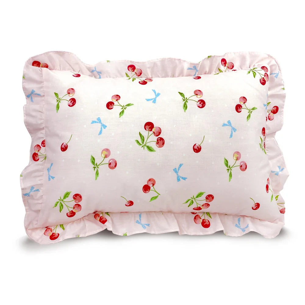 Printed Pink Pillow Case Cute Single Pillowcases Adorable Cherry Pillow Cover
