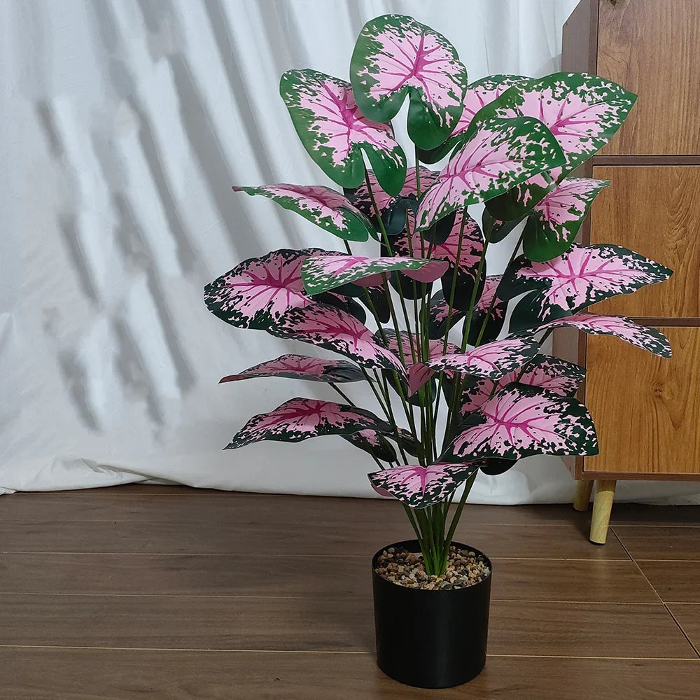 Pink Leaf Potted Plants Fake Artificial Plants Decoration Artificial Flower Simulation Ornament For Home Decor Party Wedding Dec