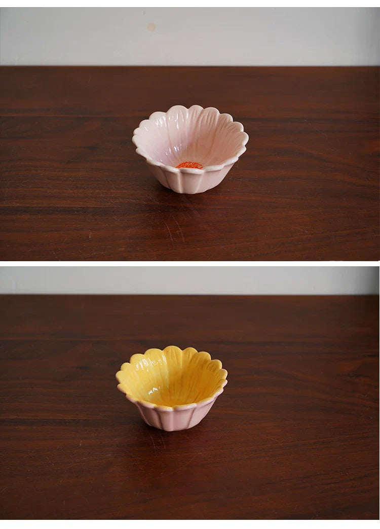 Ceramic Bowl 4.5 Inch Small Creative Floral Shape Dessert Bowl