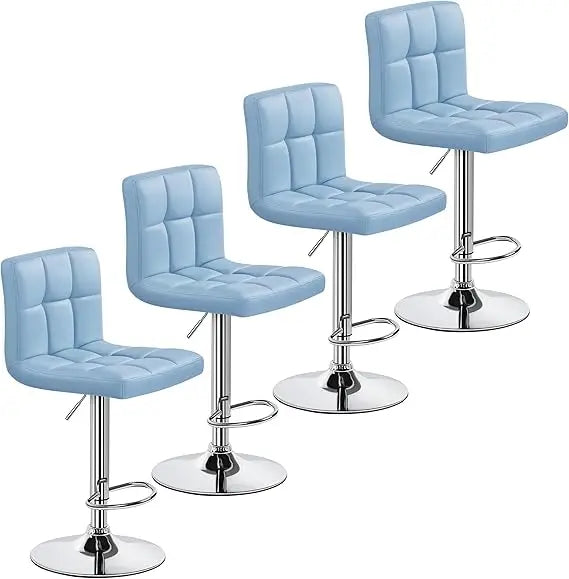 Set of 4, Adjustable PU Leather Swivel Barstools, Modern Counter Stools with Back and Footrest, Counter Height Barst