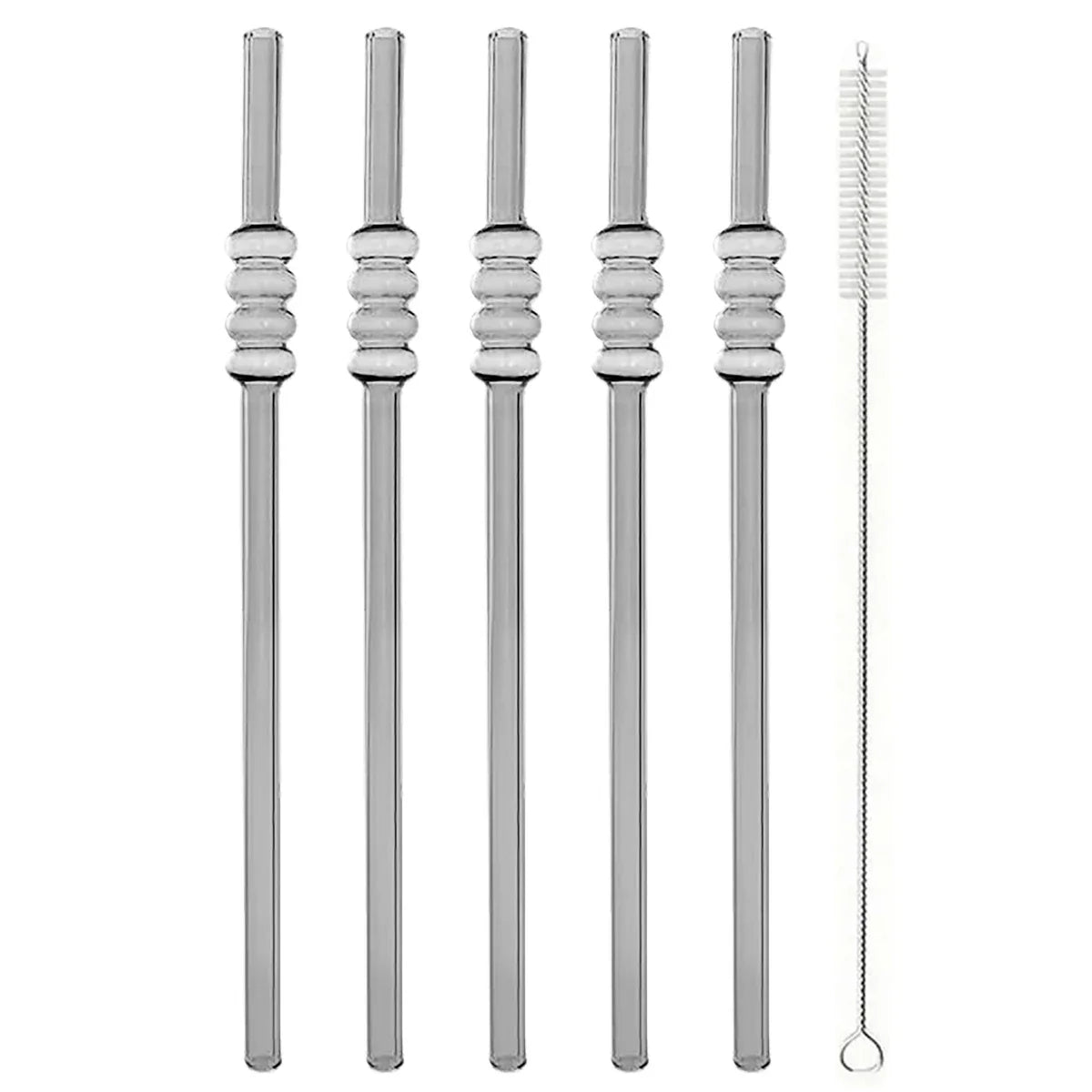 Ice-sugar Gourd Glass Straws Set High Borosilicate Drinking Straw Set with Brush 5pcs