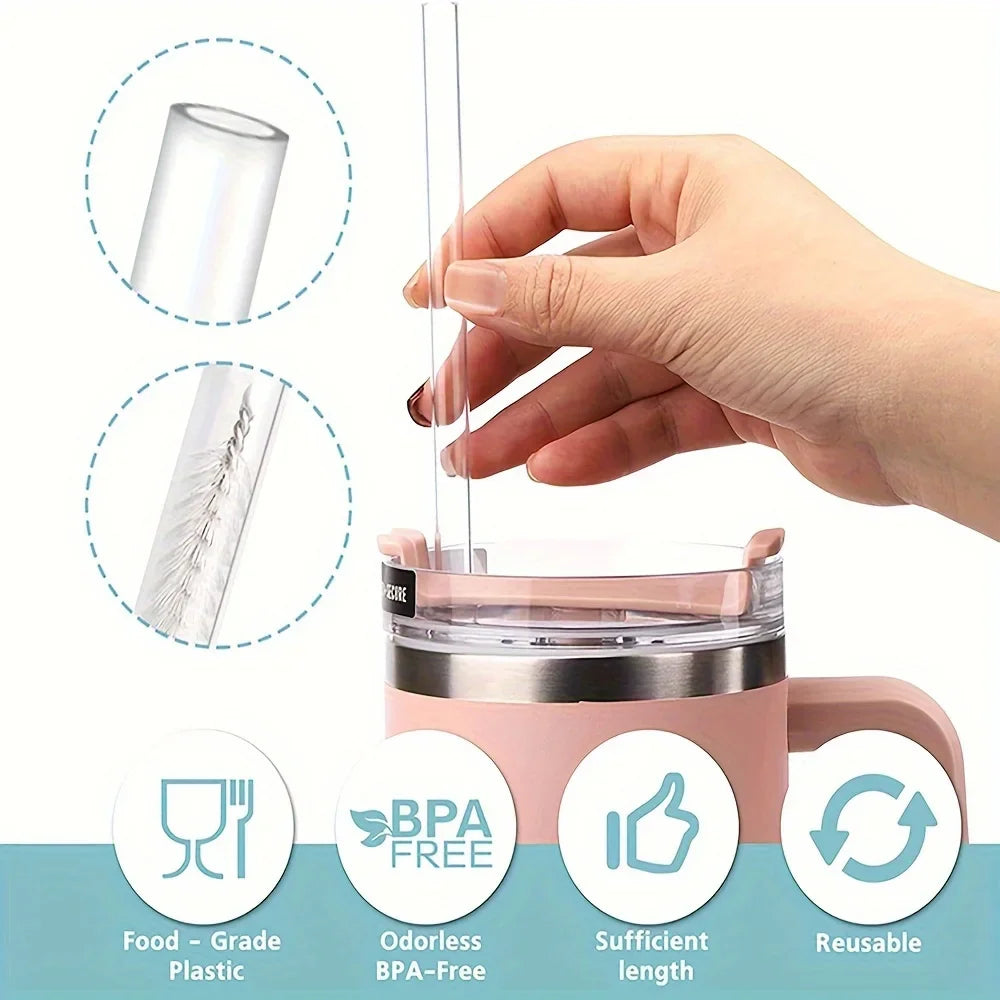 Stanley 9pcs Accessories for 40oz Tumbler Cup Spill Proof Stopper 10mm Straw Cover Cap Silicone Boot Charm Chain Straw and Brush