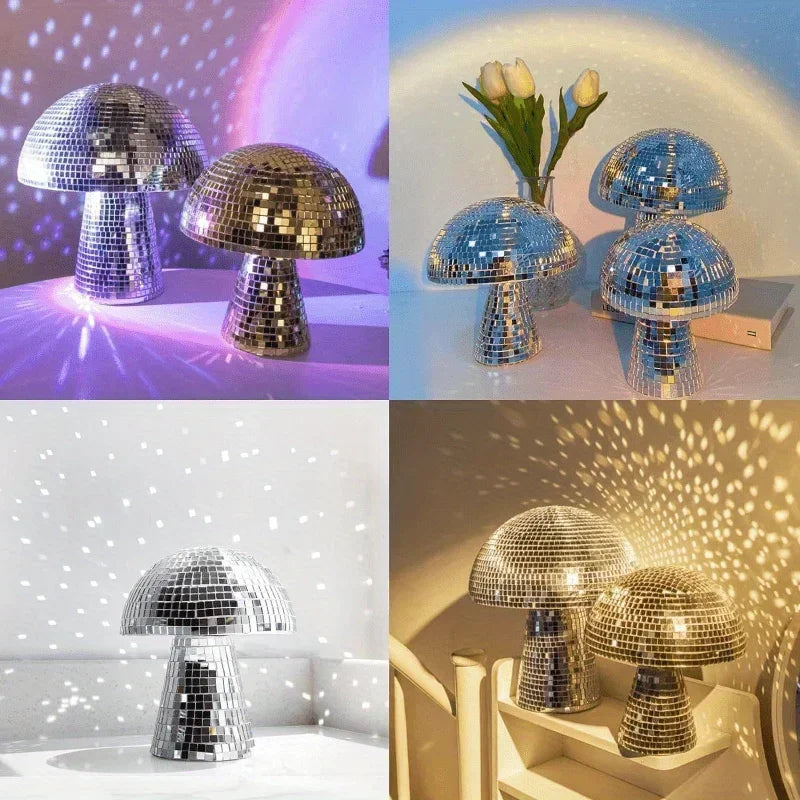 Mushroom Disco Ball Mirror Reflective Mushroom Ornament Decoration