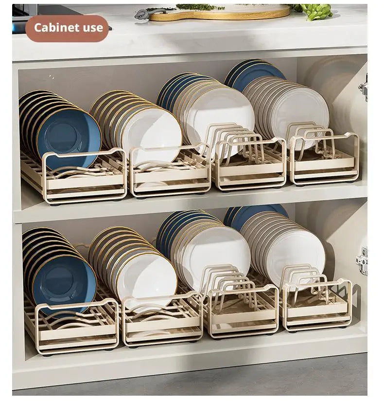 Pull Out Cabinet Dish Storage Rack Stainless Steel Plate Drain Stand Holder Kitchen Drawer Built-in Bowl Rack Basket Organizer