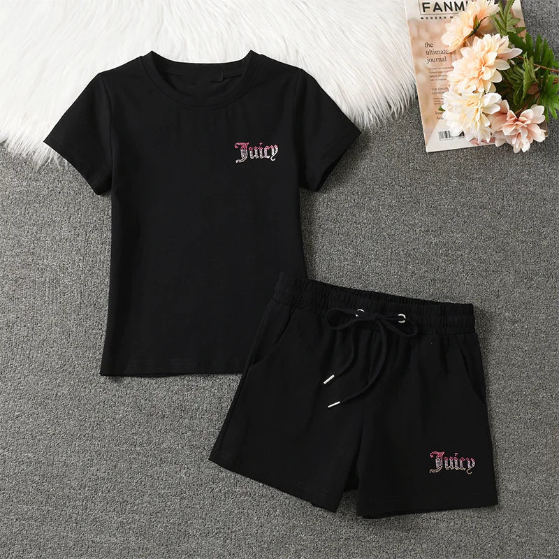 New Short Sleeved Yoga Suit Set, Women's Slim Fit Dress, Summer Casual Sports Two-piece Set