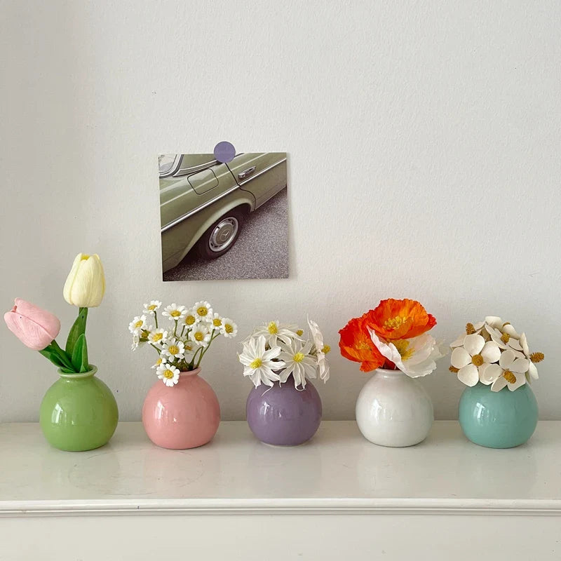 Mini Aesthetic Flower Vases Ceramics Vase Flower Arrangement - Flower Bottle Desktop Ceramic Plant Pot Home Decor