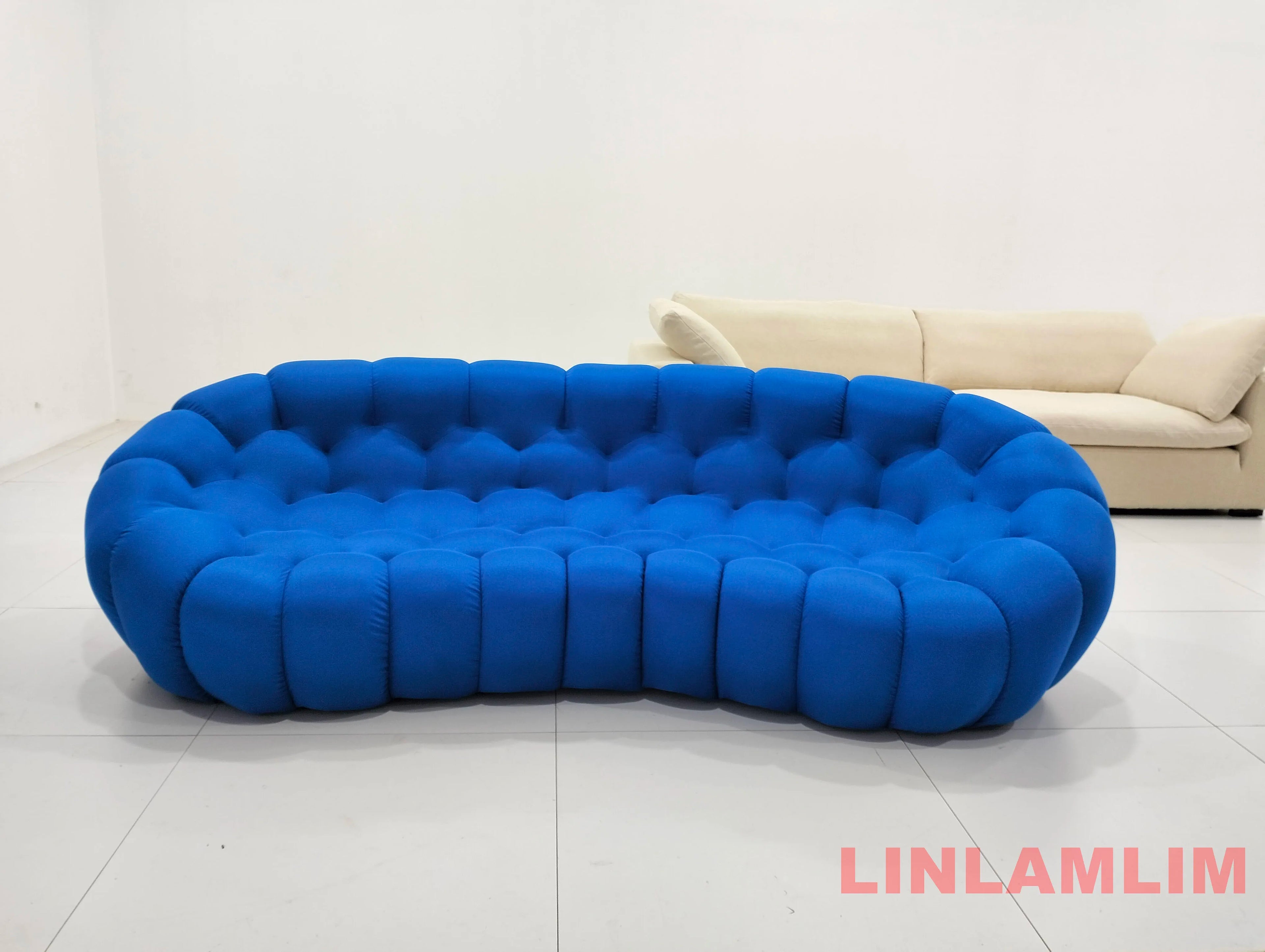 Contemporary Cloud-Shaped Sofa Modular Cloth Couch Fabric Curved Designer Sofa Set