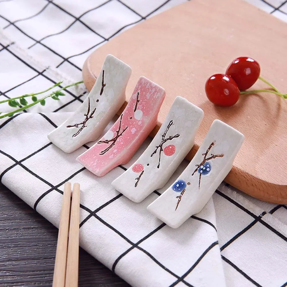 Japanese Plum Blossom Ceramic Chopstick Holder Creative Kitchen Supplies Household Chopstick Holder Care Gadget