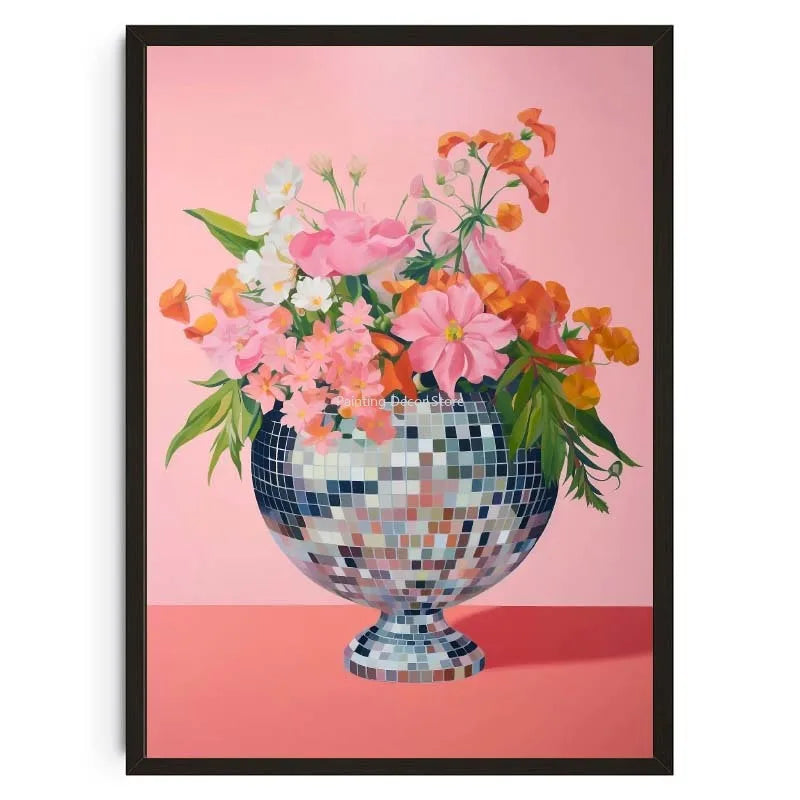 Retro Abstract Fruit Disco Ball Orange Miorrorball Creative Poster Canvas Paintings Wall Art Pictures