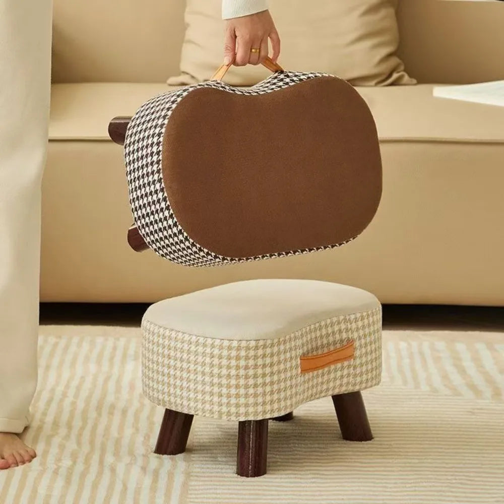 Curved Footstool with Handle Convenient To MoveSofa Small Stool
