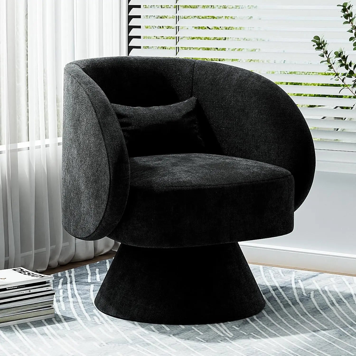 Swivel Barrel Chairs, Upholstered Swivel Cuddle Accent Chairs for Living Room, Comfy 360 Degree Modern Small Round