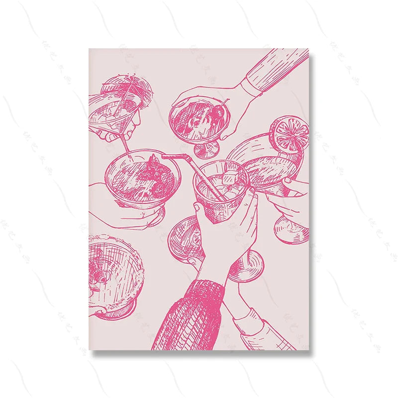 Pink Decor Set Prints Canvas Painting Trendy Art Murals Decor