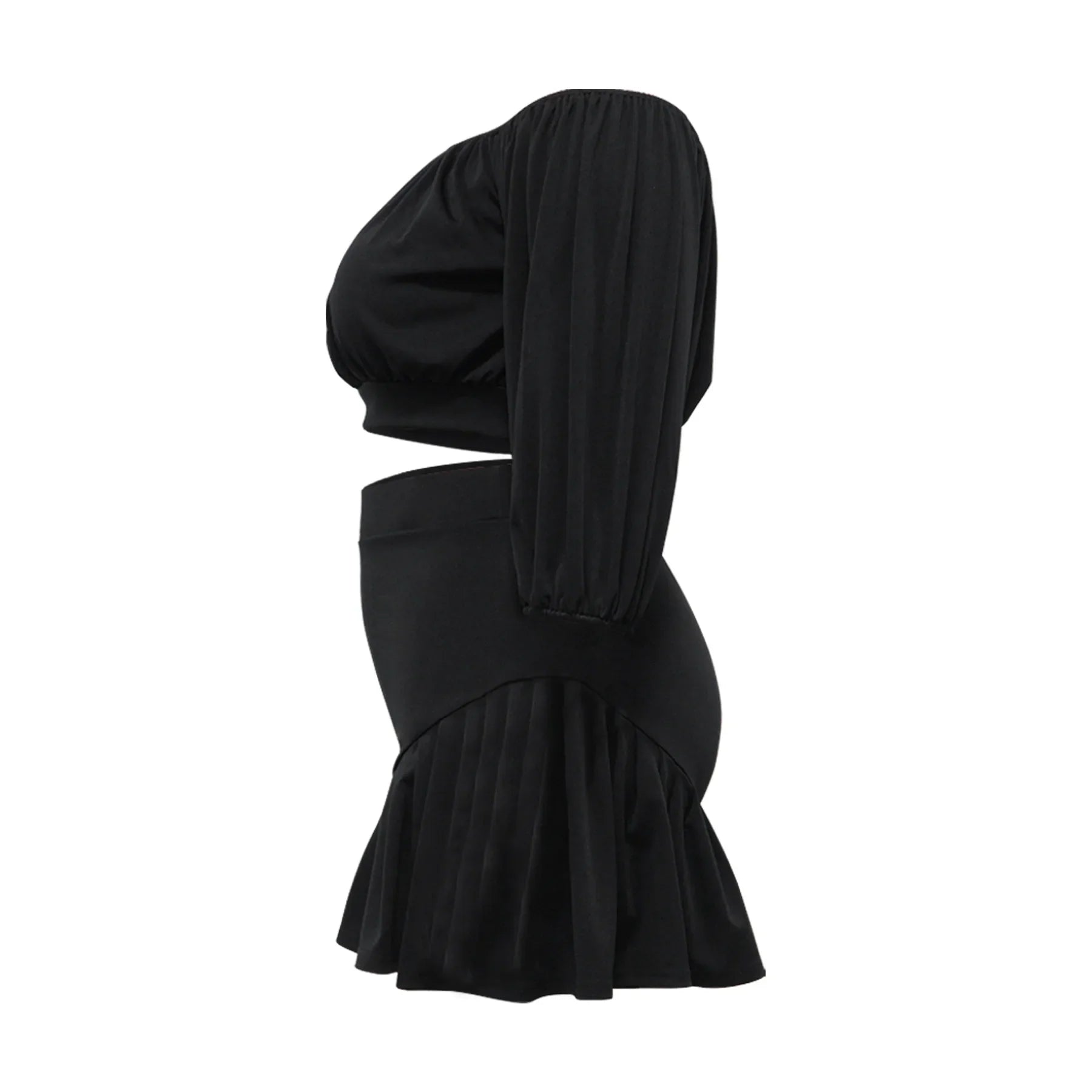 Plus Size Women's Set Long Sleeve Slash Neck T-Shirt and Shorts Summer Ruched Two 2 Piece Set Outfits Tracksuit