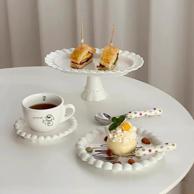 Cute Pearl Ceramic Plates Decorative Luxury Dish Kitchen Tableware