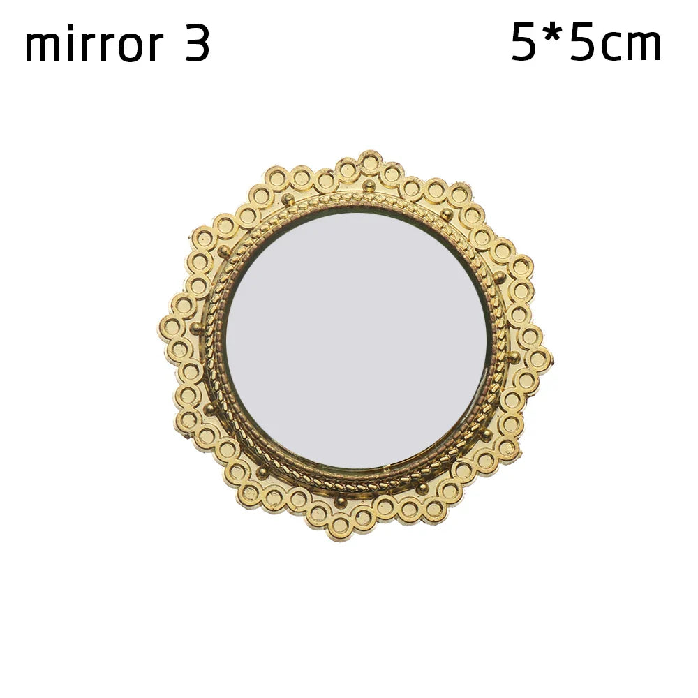 Mini Frames Doll House Plastic Vintage Miniature Mirror Accessories