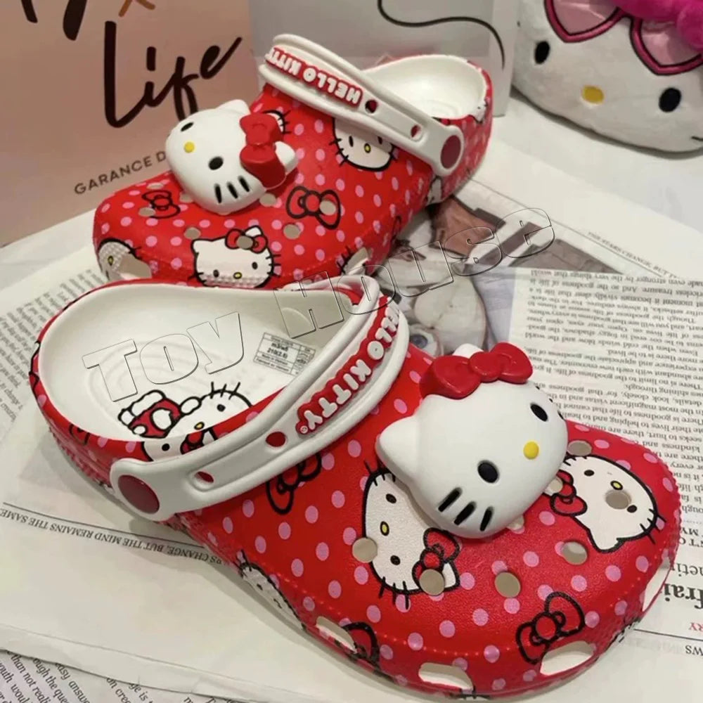 Hello Kitty Kawaii Sanrio Hole Sandals Slippers Sandals Kawaii Anime Shoes Summer Slippers