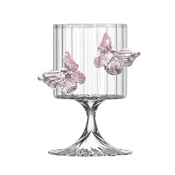 Original High Legged Glass Cup Butterfly Glassware Aesthetic Cup