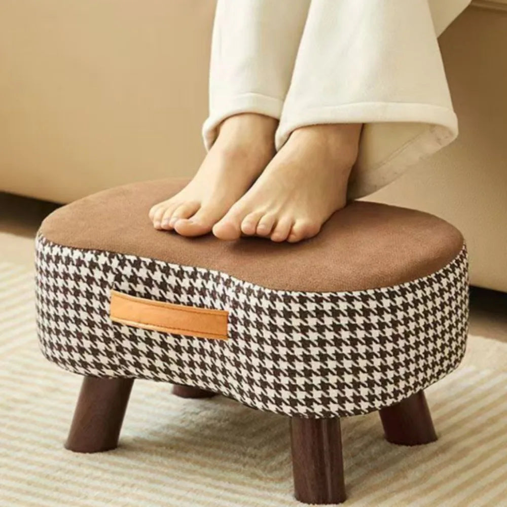Curved Footstool with Handle Convenient To MoveSofa Small Stool