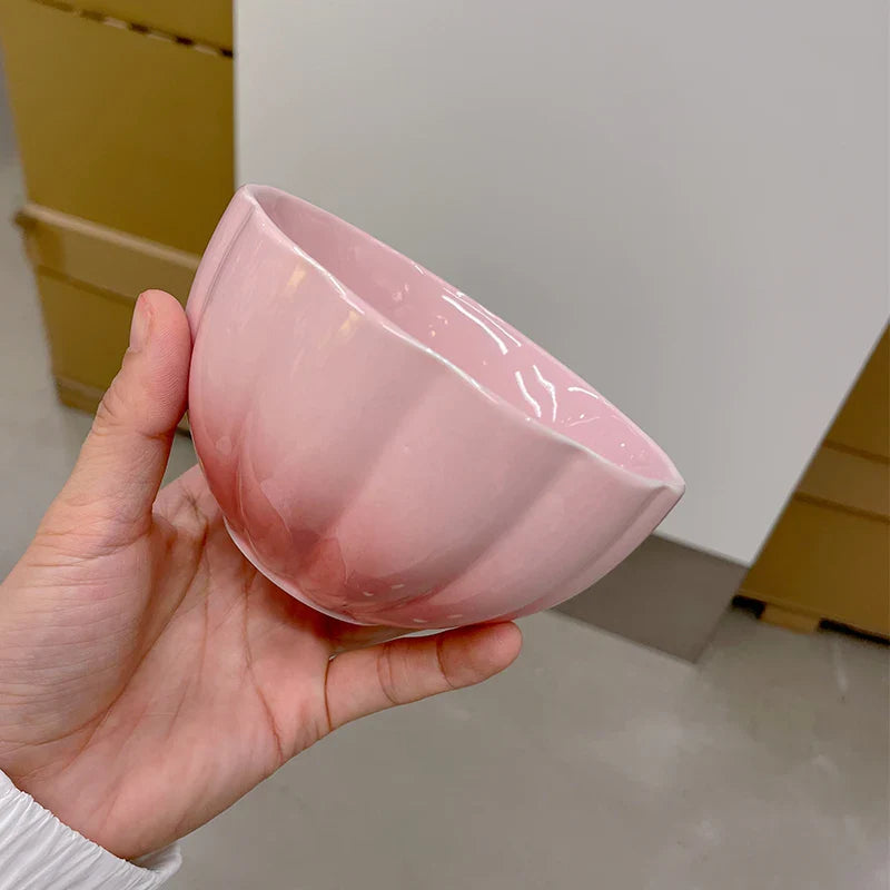 French Style Ceramic Plate Gradient Floral Shape Porcelain Dinnerware