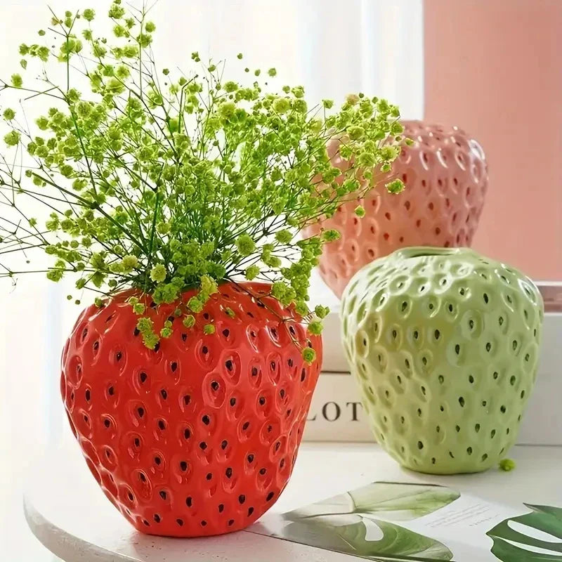 Creative Strawberry Shaped Vase for Flower Arrangement Living Room Home Decoration Flower Pot