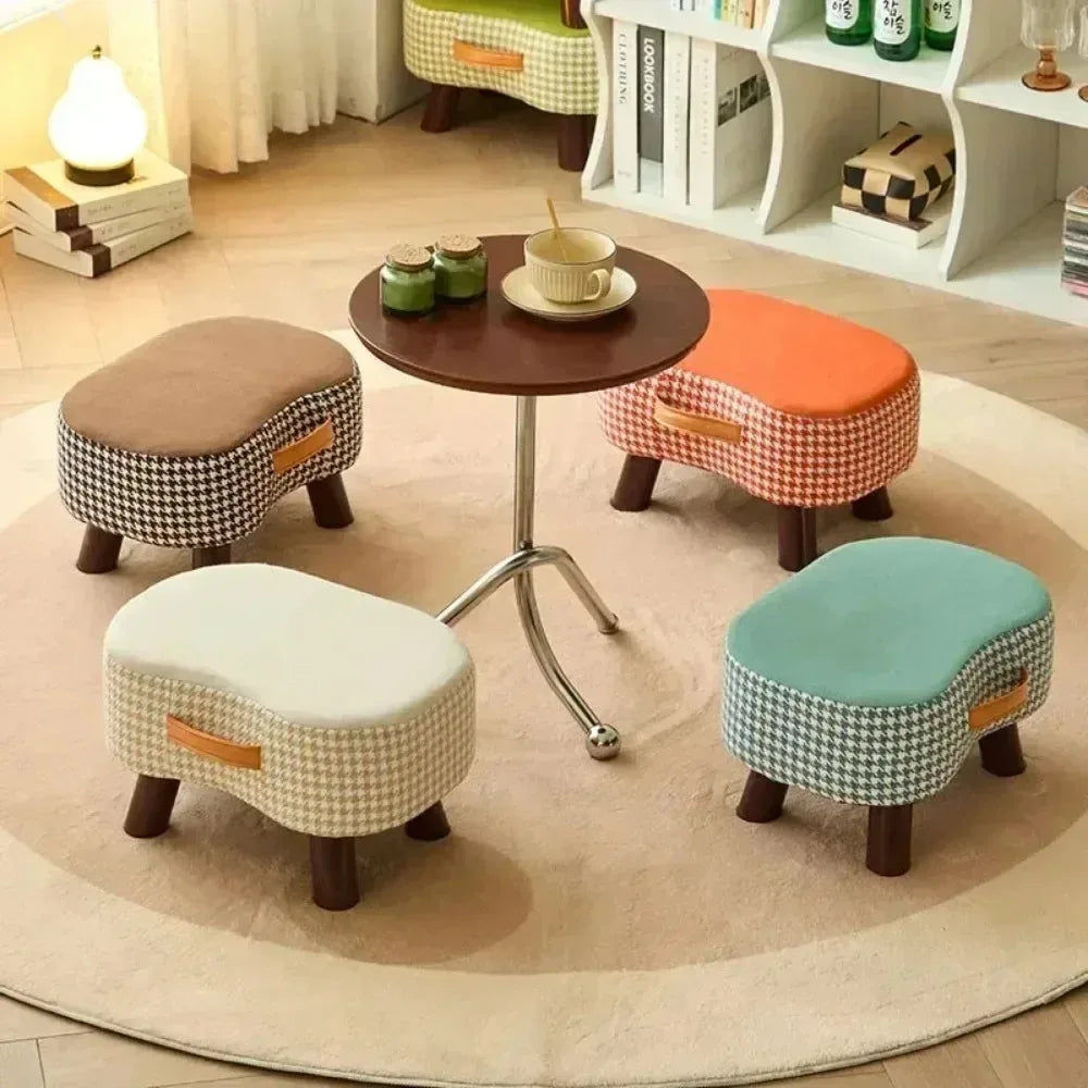 Curved Footstool with Handle Convenient To MoveSofa Small Stool