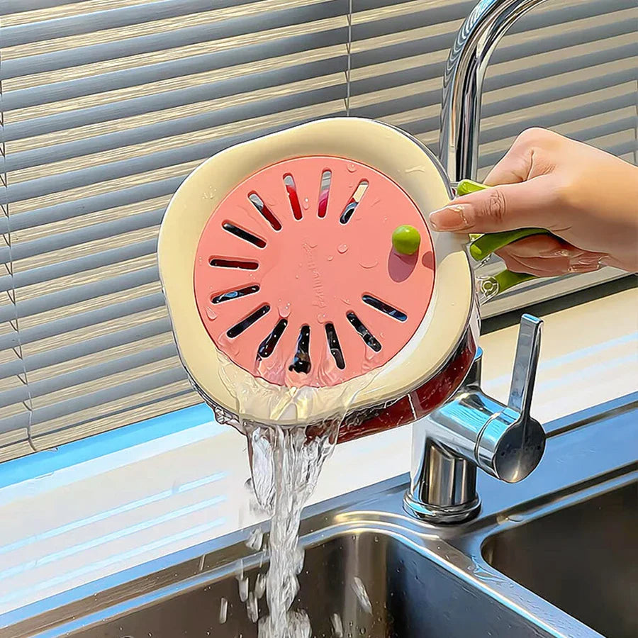 Fruit Washing Strainer Bowl 2 in 1 Kitchen Sink Drain Basket Vegetable Fruit Multifunctional With Lid Drainer Tool Bowl