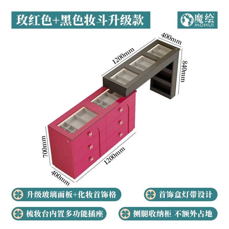 Room Dresser Makeup Bedroom Drawers Mirror Storage Cabinet Hairstyles Comfortable Illuminated Furniture