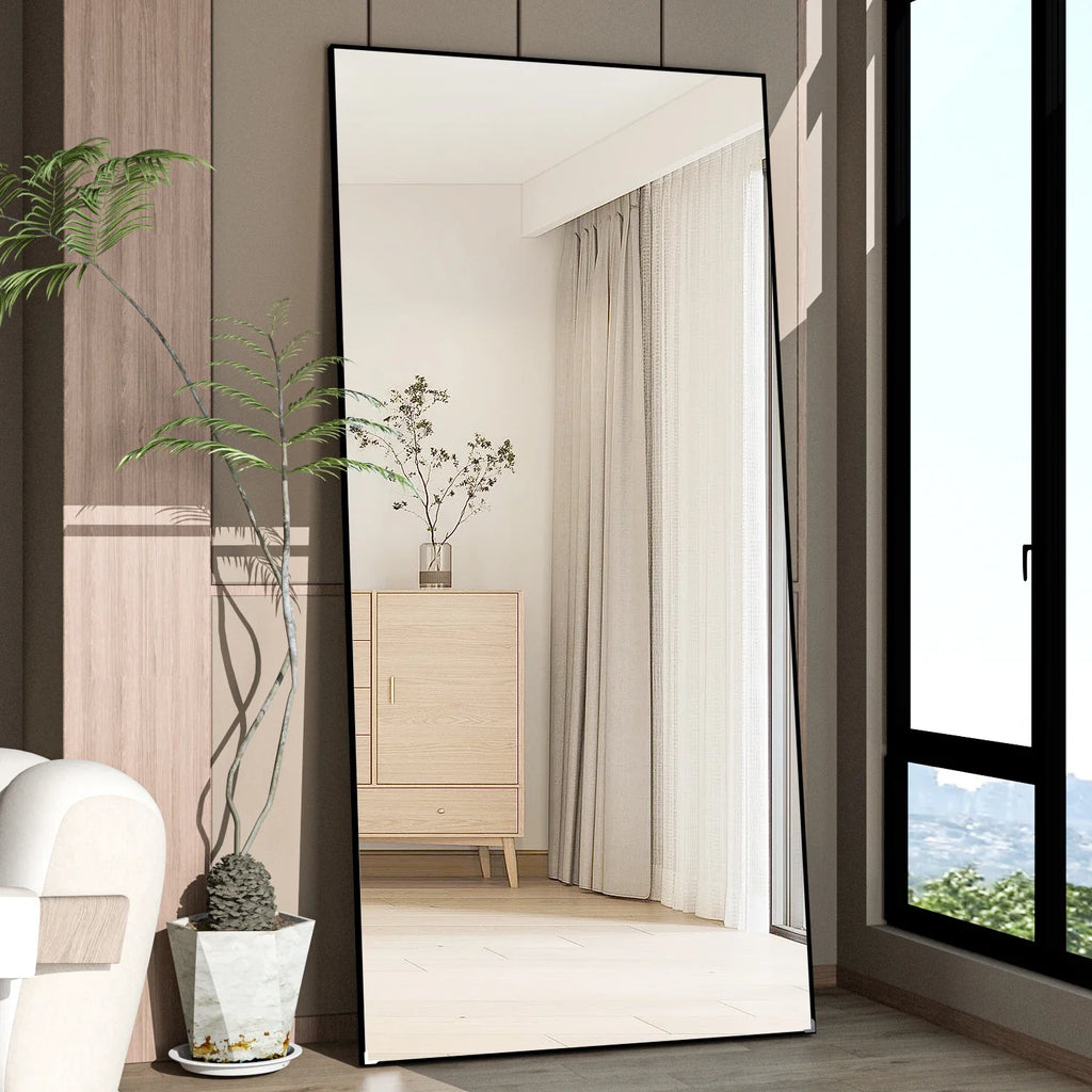 Full Length Mirror 65" * 24 ", Floor Standing Mirror, Metal Frame Mirror, Full Body Mirror
