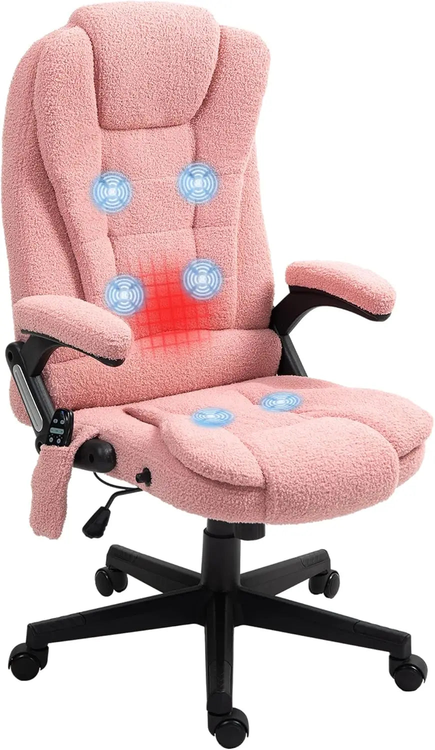 Vibrating 6 Point Massage Office Chair with Heat,Velvet High Back Executive Office Chair with Reclining Backrest, Padded Armrests
