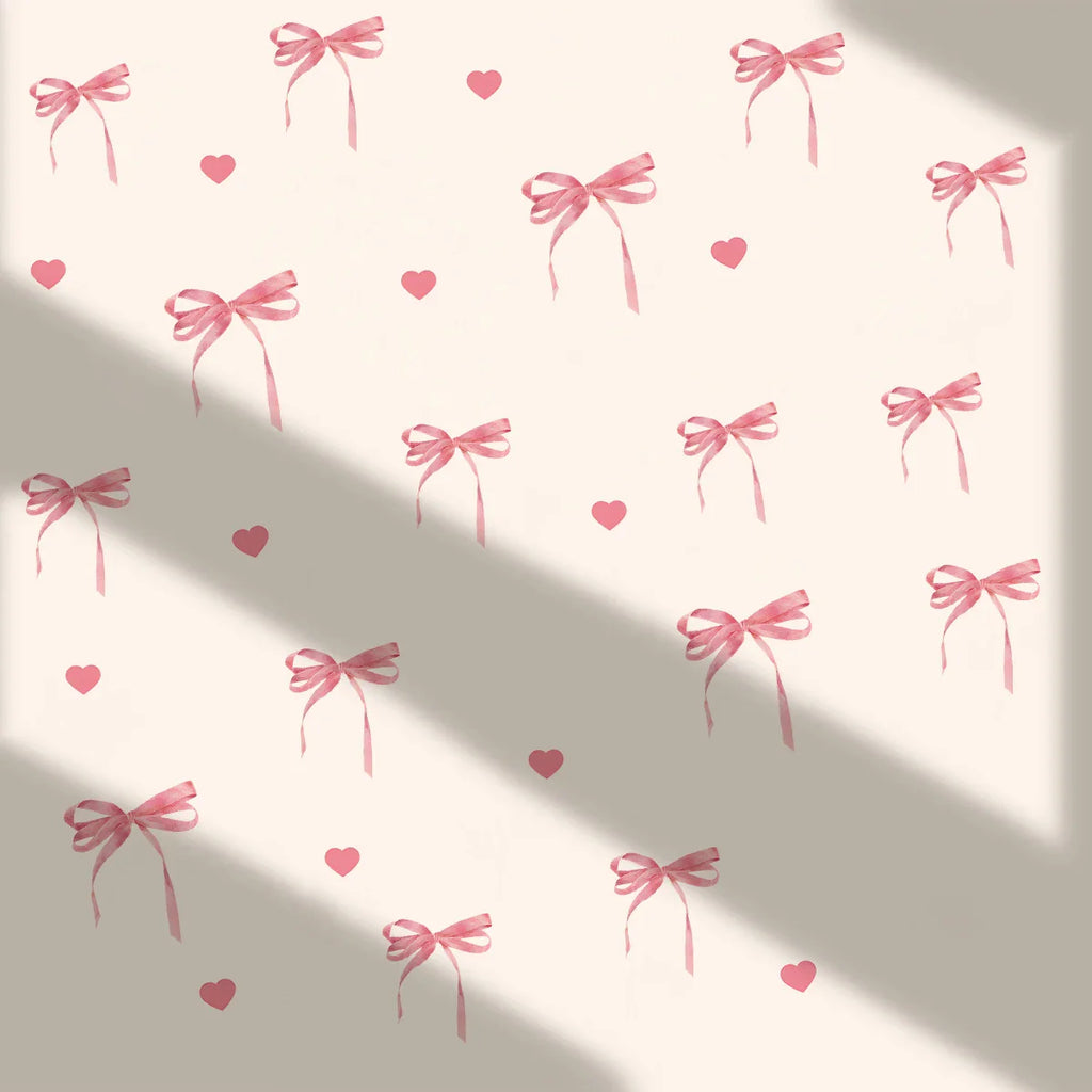 Pink Bow Love Girl Heart Bedroom Wall Stickers