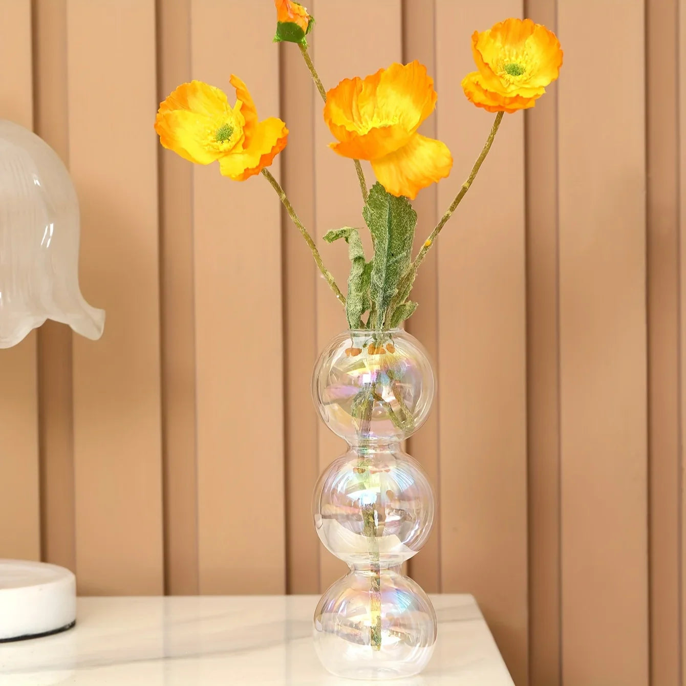 Nordic Glass Bubble Vase - Clear Hydroponic Planter for Home Desk Decor, Cute Simple Flower Arrangement Decoration